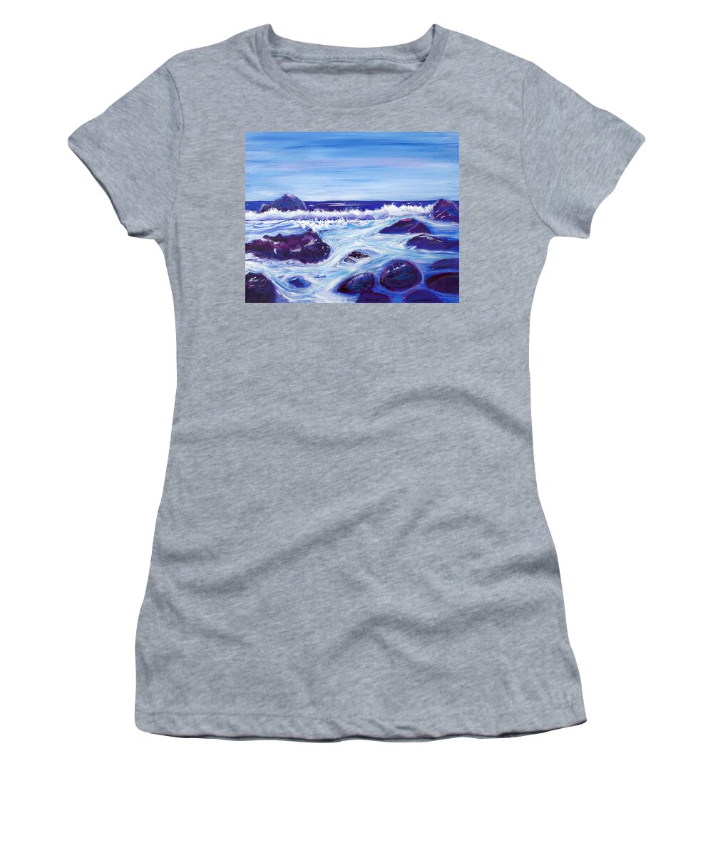 Ocean Scene Women's T-Shirt featuring the painting Blue Ocean 16 x 20 by Santana Star