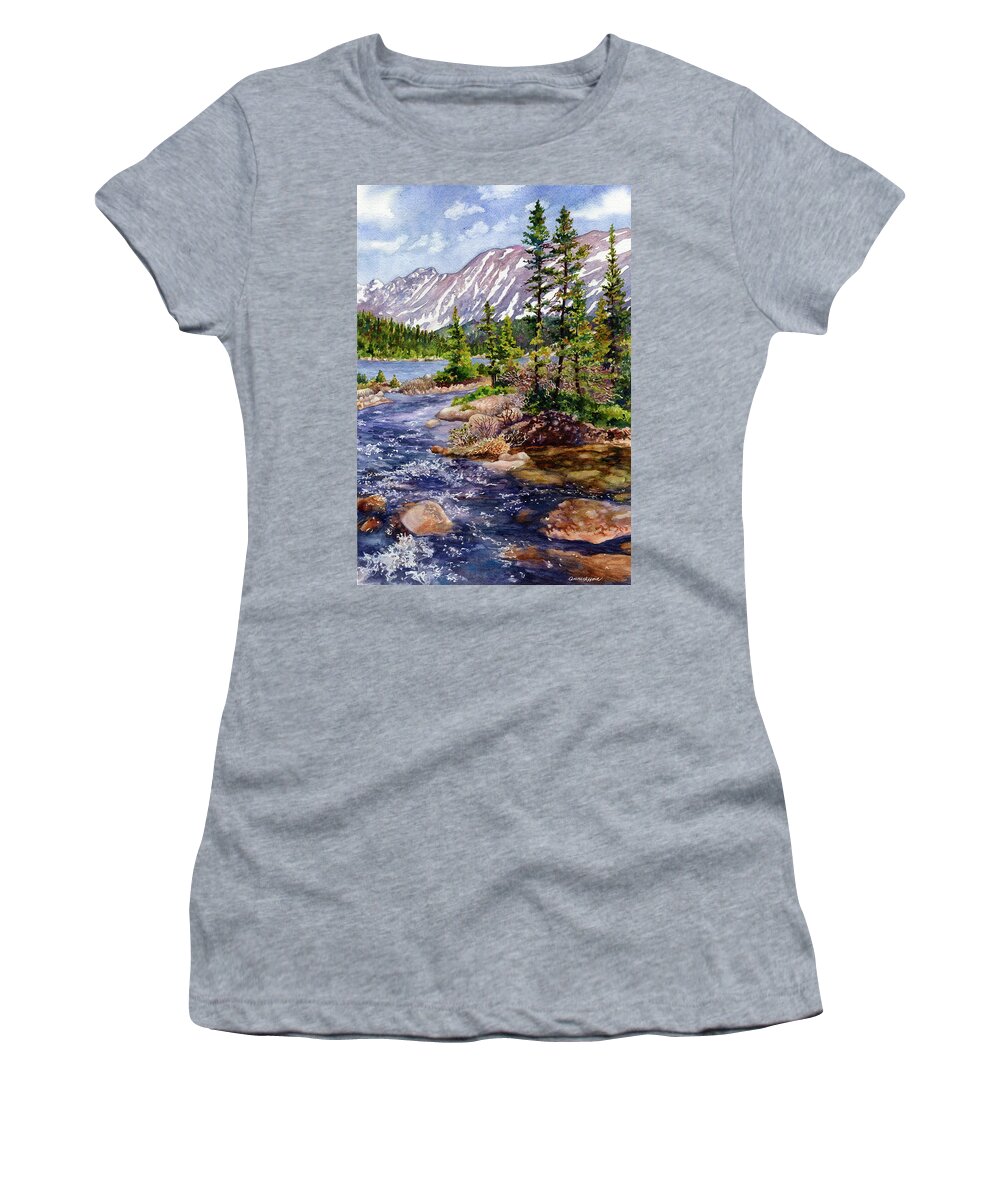 Blue River Painting Women's T-Shirt featuring the painting Blue River by Anne Gifford