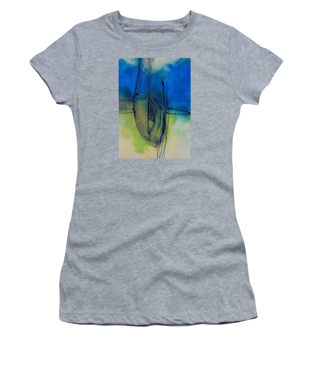 Blue Painting Women's T-Shirt featuring the painting Blue S2 by Louise Adams