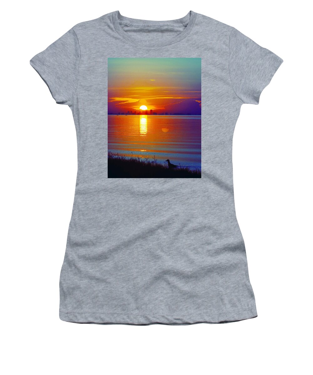 Bird Women's T-Shirt featuring the photograph Blue Sunrise by Stoney Lawrentz