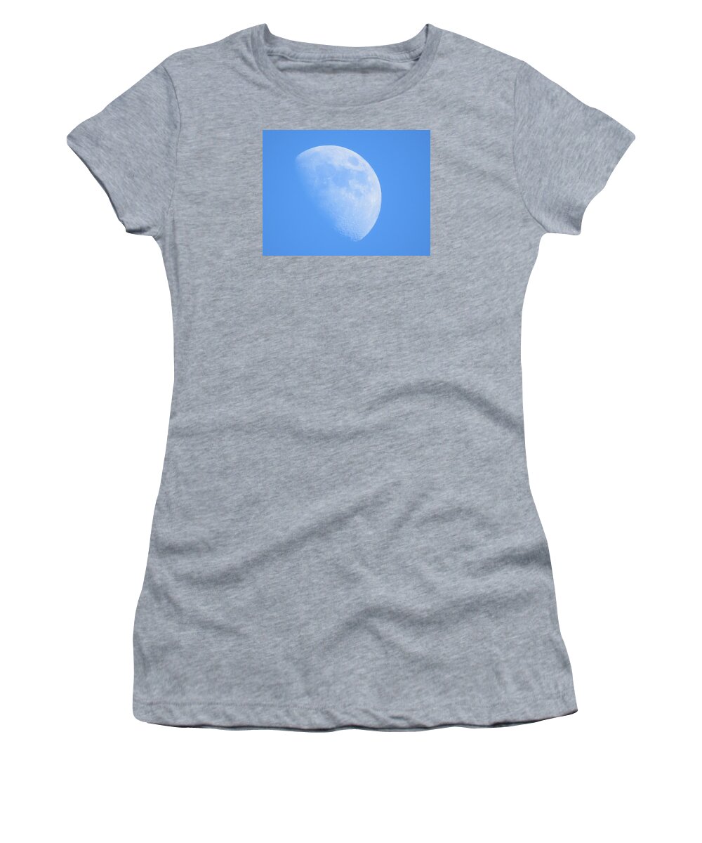 Moon Women's T-Shirt featuring the photograph Blue Waning Gibbous Moon by Wanderbird Photographi LLC
