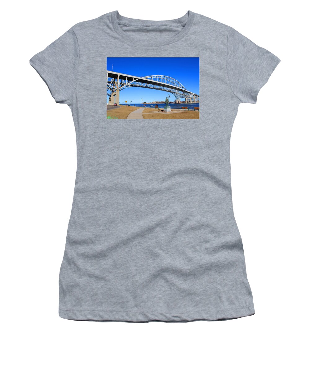 Bridge Women's T-Shirt featuring the photograph Blue Water Bridge by Michael Rucker