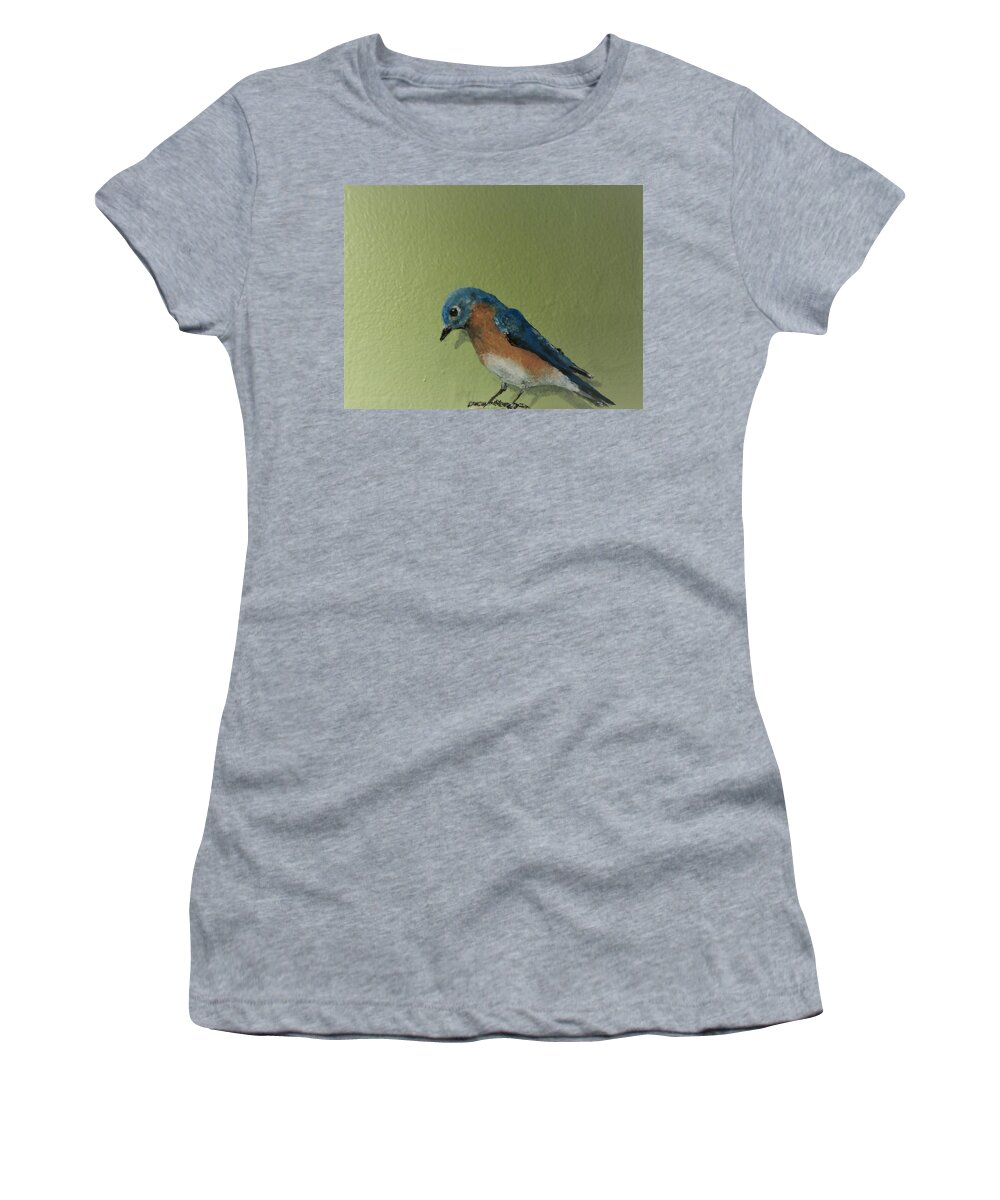 Wall Painting Women's T-Shirt featuring the painting Bluebird Male by Violet Jaffe