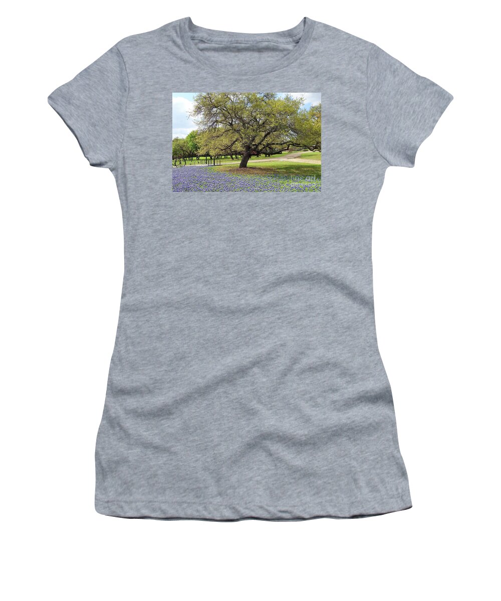 Bluebonnets Women's T-Shirt featuring the photograph Bluebonnet Time in Texas by Janette Boyd