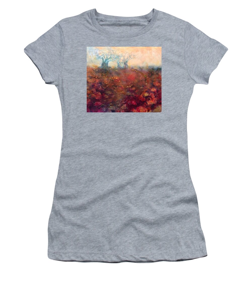 Trees Women's T-Shirt featuring the painting Boababs 1 by Yvonne Ankerman