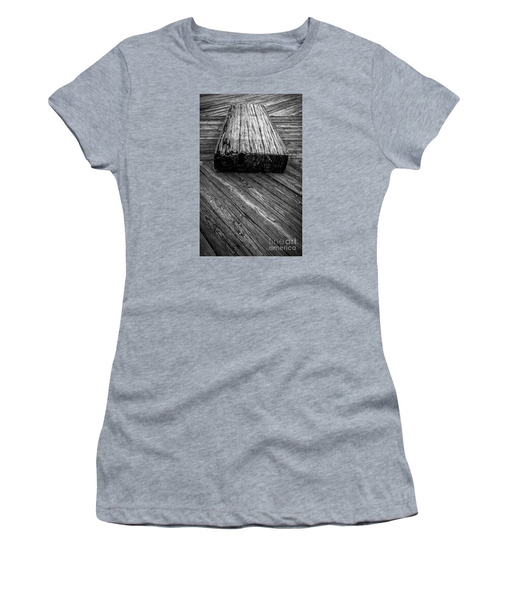 Boardwalk Women's T-Shirt featuring the photograph Boardwalk and Bench 2 by James Aiken