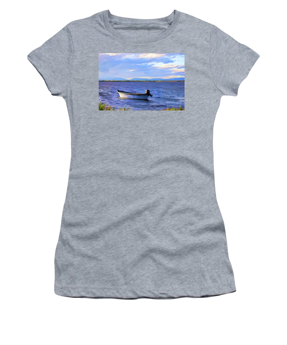 France Women's T-Shirt featuring the photograph Boat Canet Sea France by Chuck Kuhn