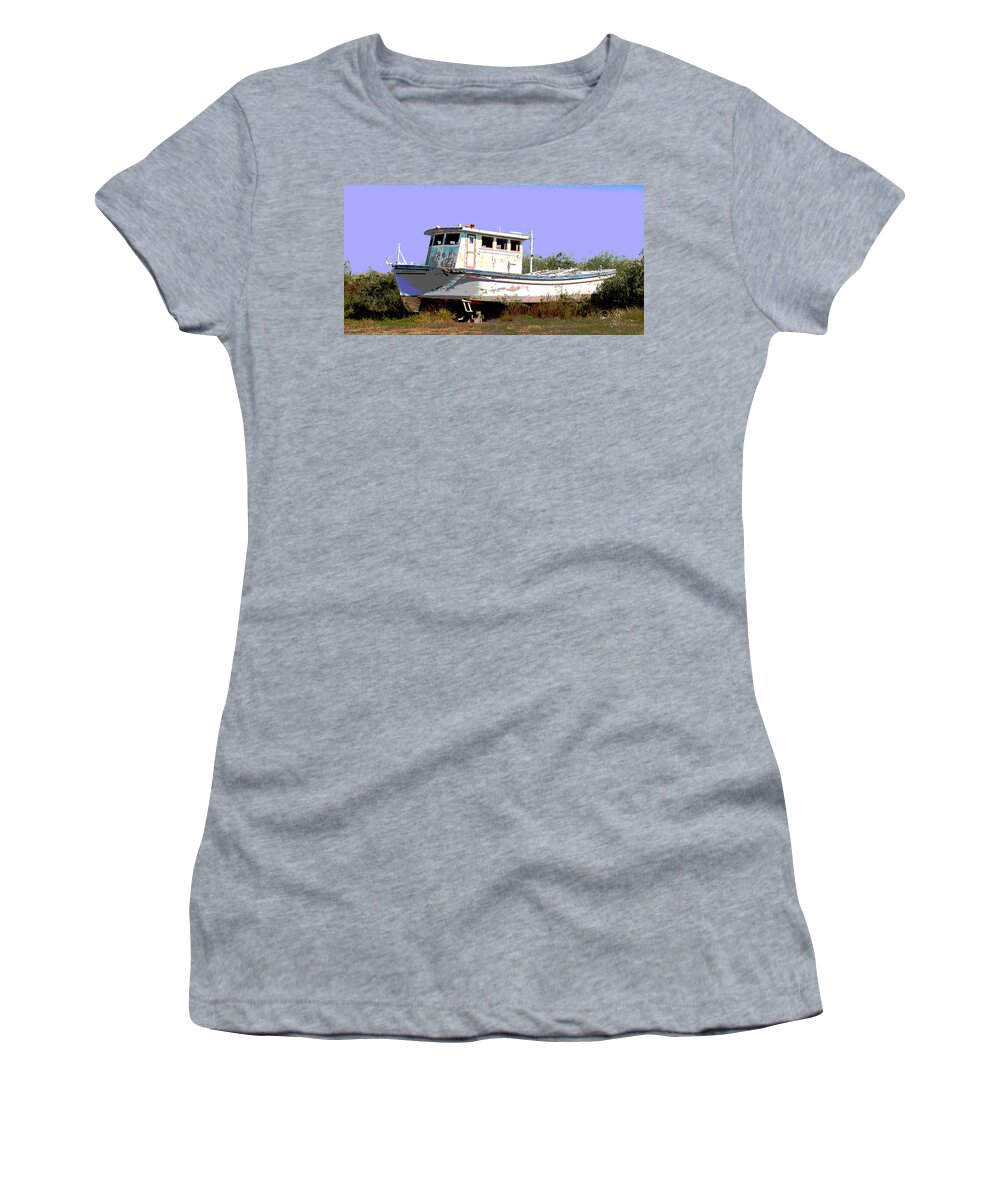 Boats Women's T-Shirt featuring the photograph Boat Series 4 West Pointe a la Hache 1 Grounded by Paul Gaj