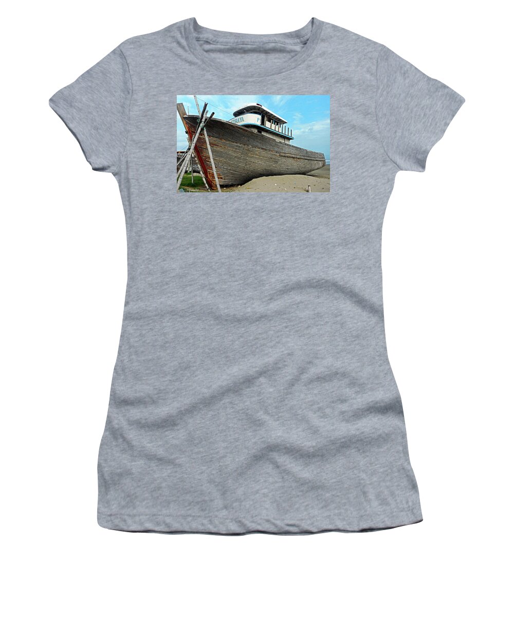 Manta Women's T-Shirt featuring the photograph Boat Yard 2 by Ron Kandt