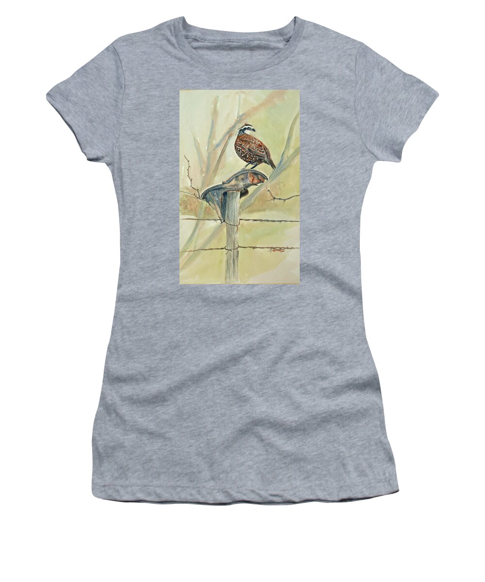 Realism Women's T-Shirt featuring the painting Bob White's Shoe by E M Sutherland
