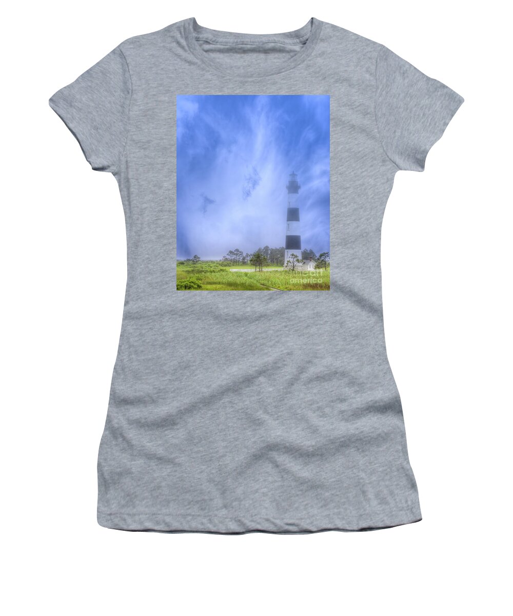 Bodie Lighthouse Outer Banks Women's T-Shirt featuring the digital art Bodie Lighthouse Outer Banks by Randy Steele