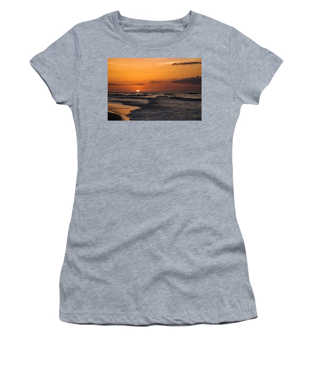 Bogue Banks Sunrise Prints Women's T-Shirt featuring the photograph Bogue Banks Sunrise by John Harding