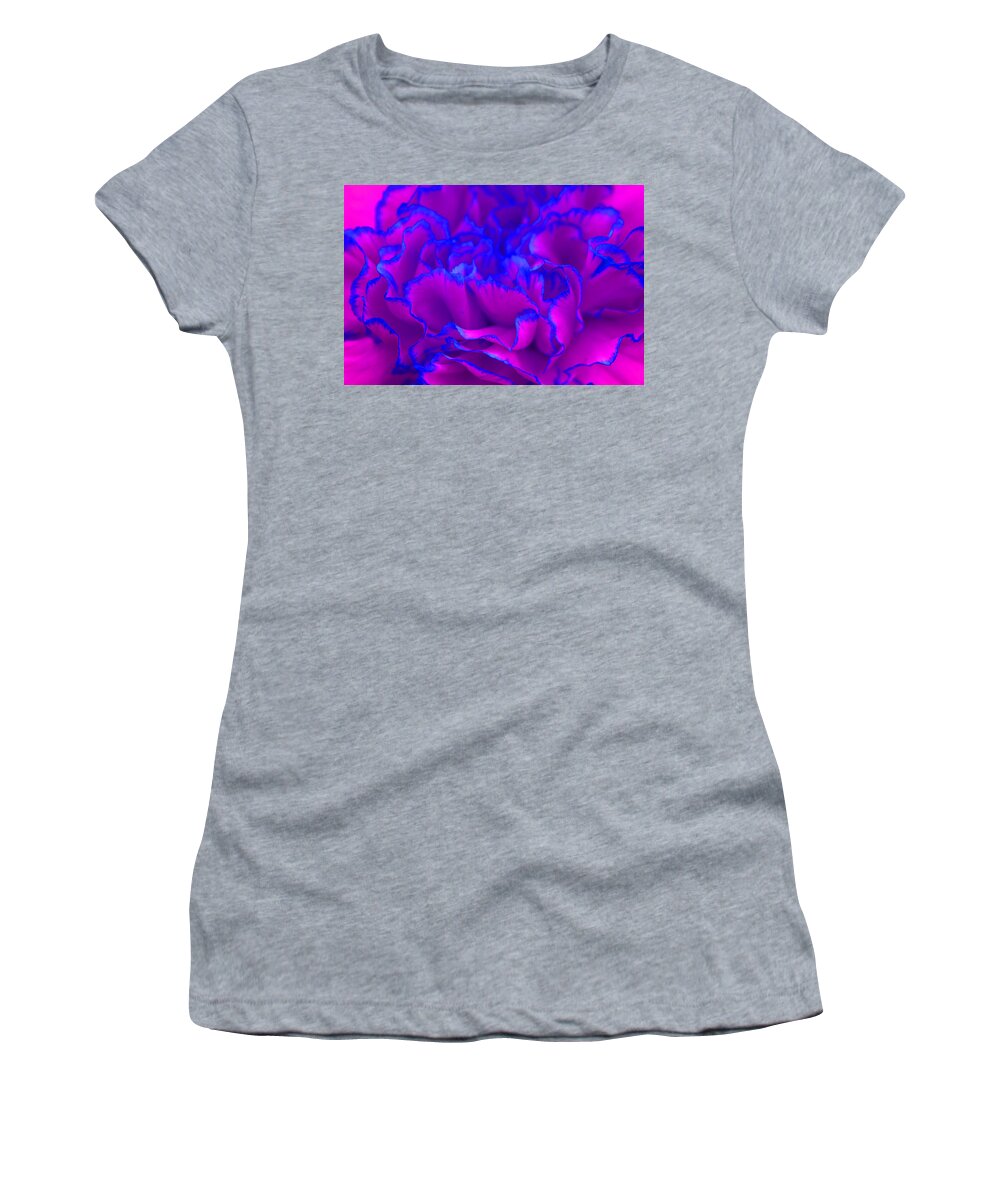 Carnation Women's T-Shirt featuring the photograph Bold Fuschia Pink and Blue Carnation Flower by Shelley Neff