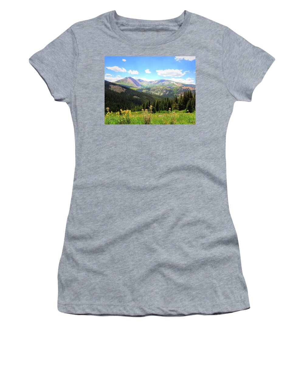 Boreas Women's T-Shirt featuring the photograph Boreas Pass Colorado by Lanita Williams
