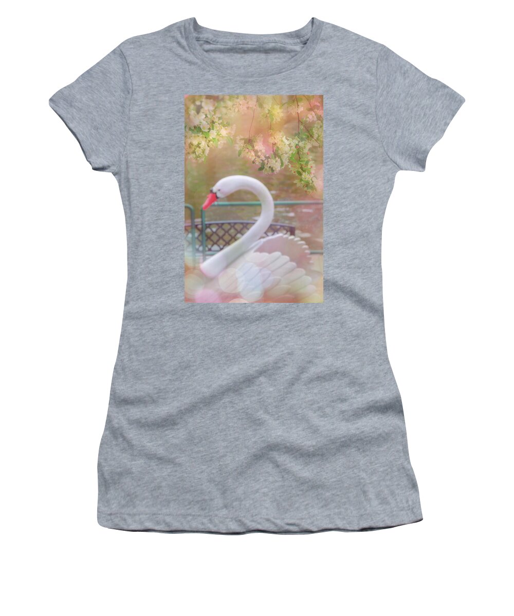 Boston Women's T-Shirt featuring the photograph Boston Swan Boats in the Public Garden by Joann Vitali
