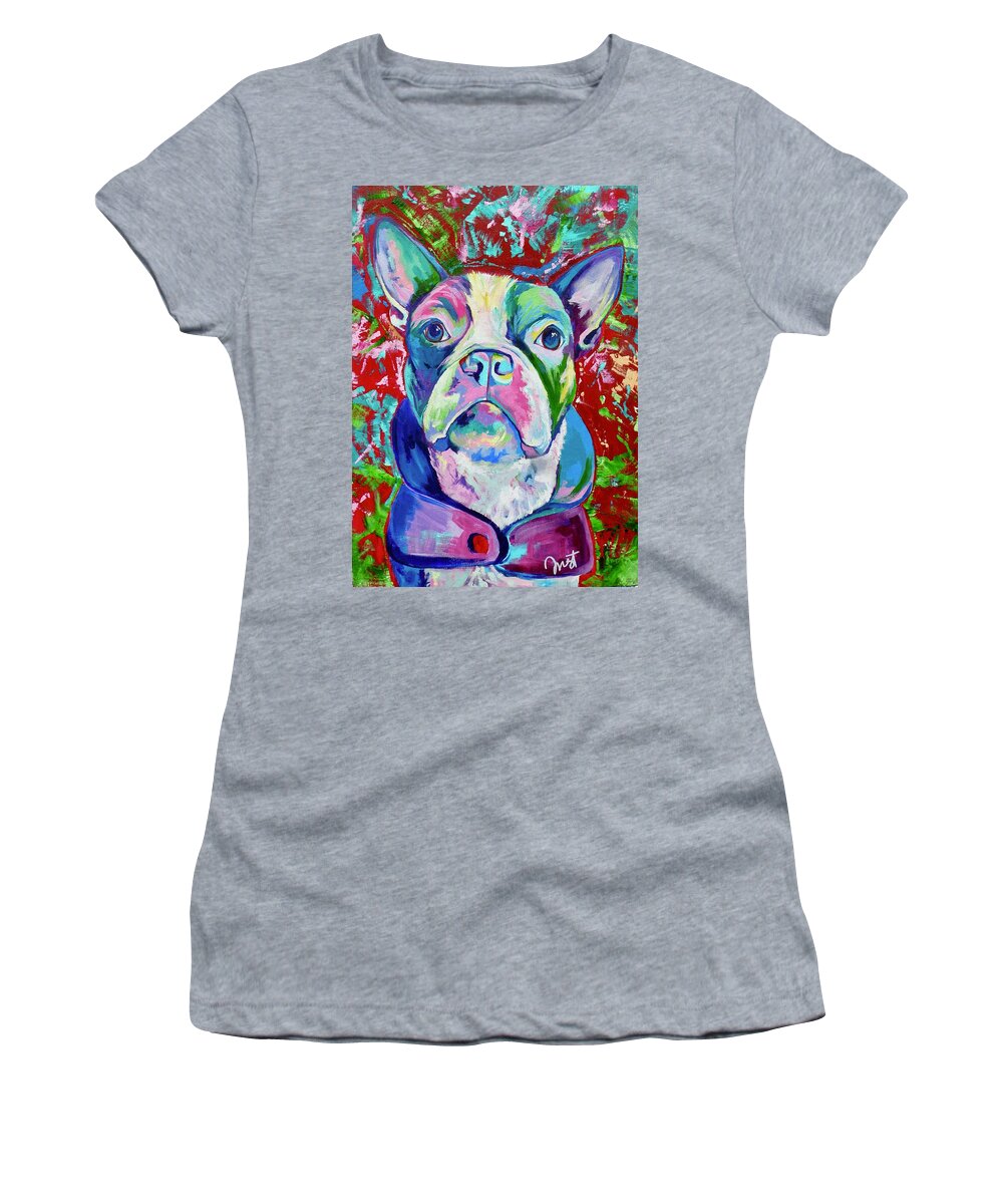  Women's T-Shirt featuring the painting Boston Terrier by Janice Westfall