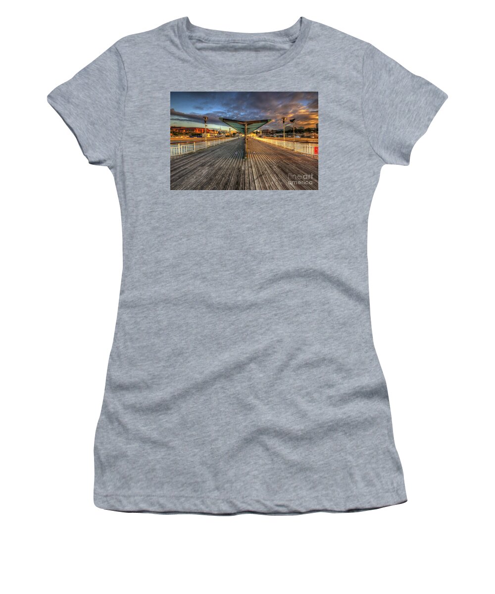 Hdr Women's T-Shirt featuring the photograph Bournemouth Pier Sunrise 2.0 by Yhun Suarez