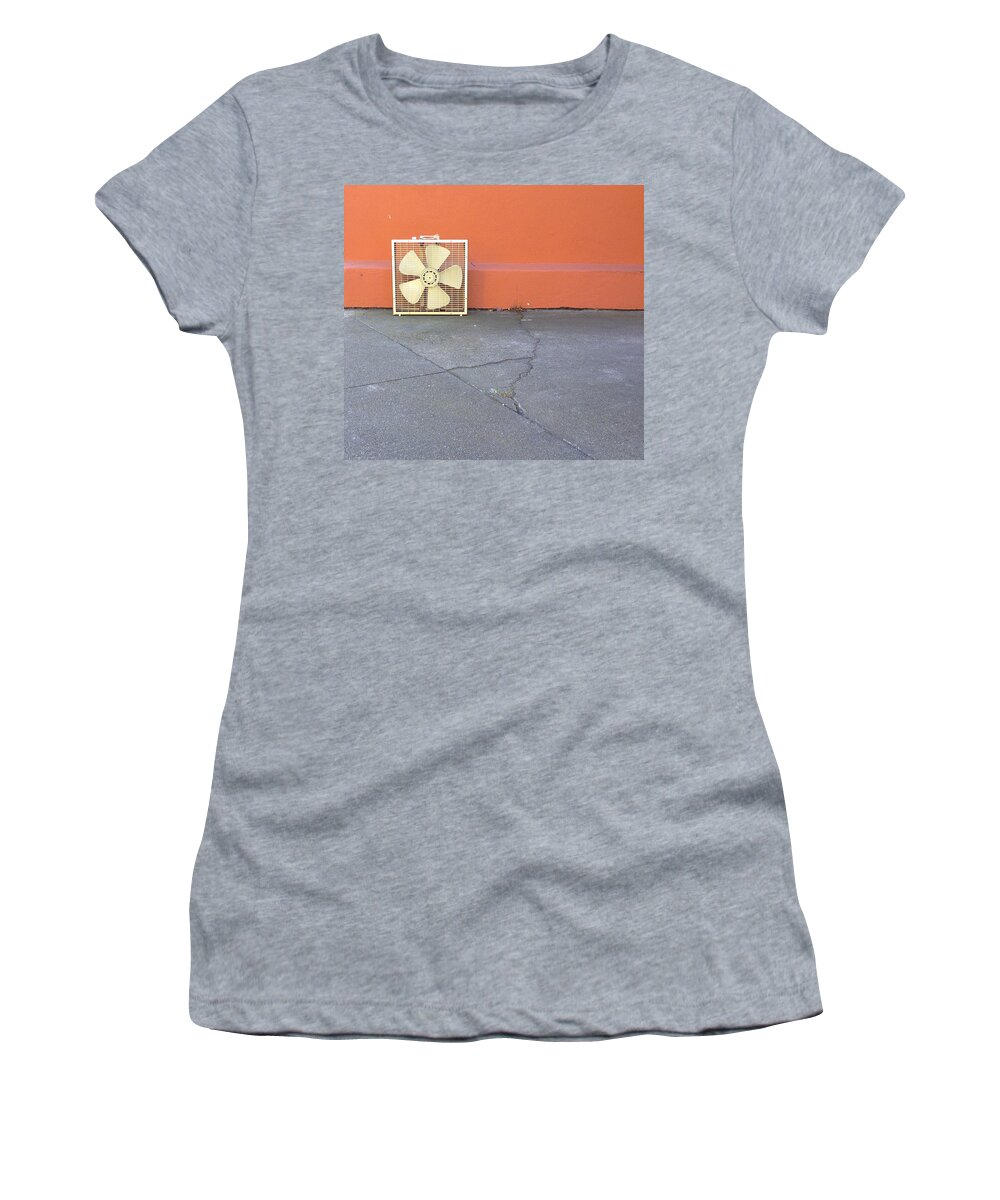 Orange Women's T-Shirt featuring the photograph Box fan on orange by Erik Burg