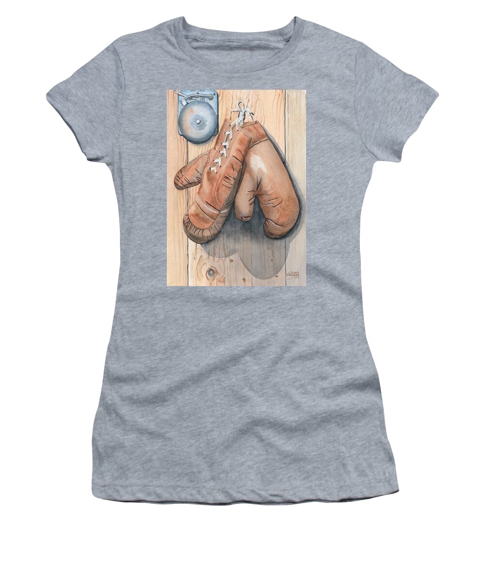 Boxing Women's T-Shirt featuring the painting Boxing Gloves by Ken Powers