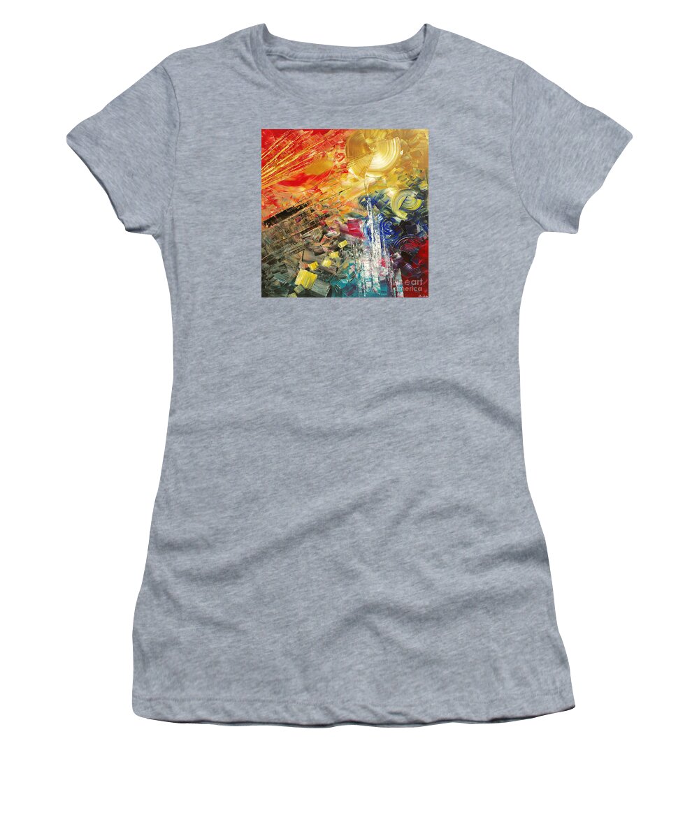 Abstract Women's T-Shirt featuring the painting Breakfast in Vegas by Tatiana Iliina
