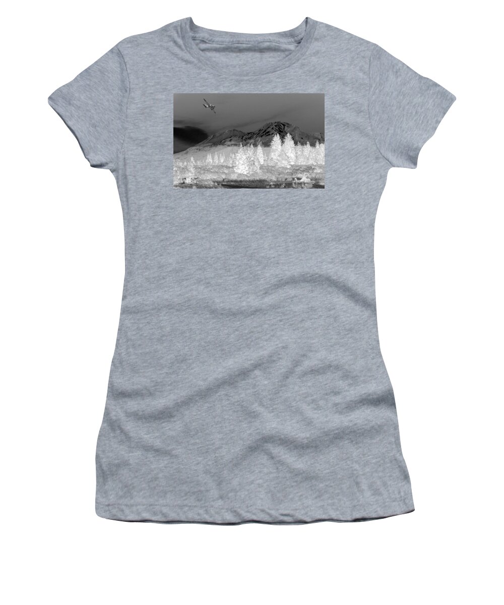 Mount Shasta Women's T-Shirt featuring the photograph Breathtaking In Black and White by Joyce Dickens