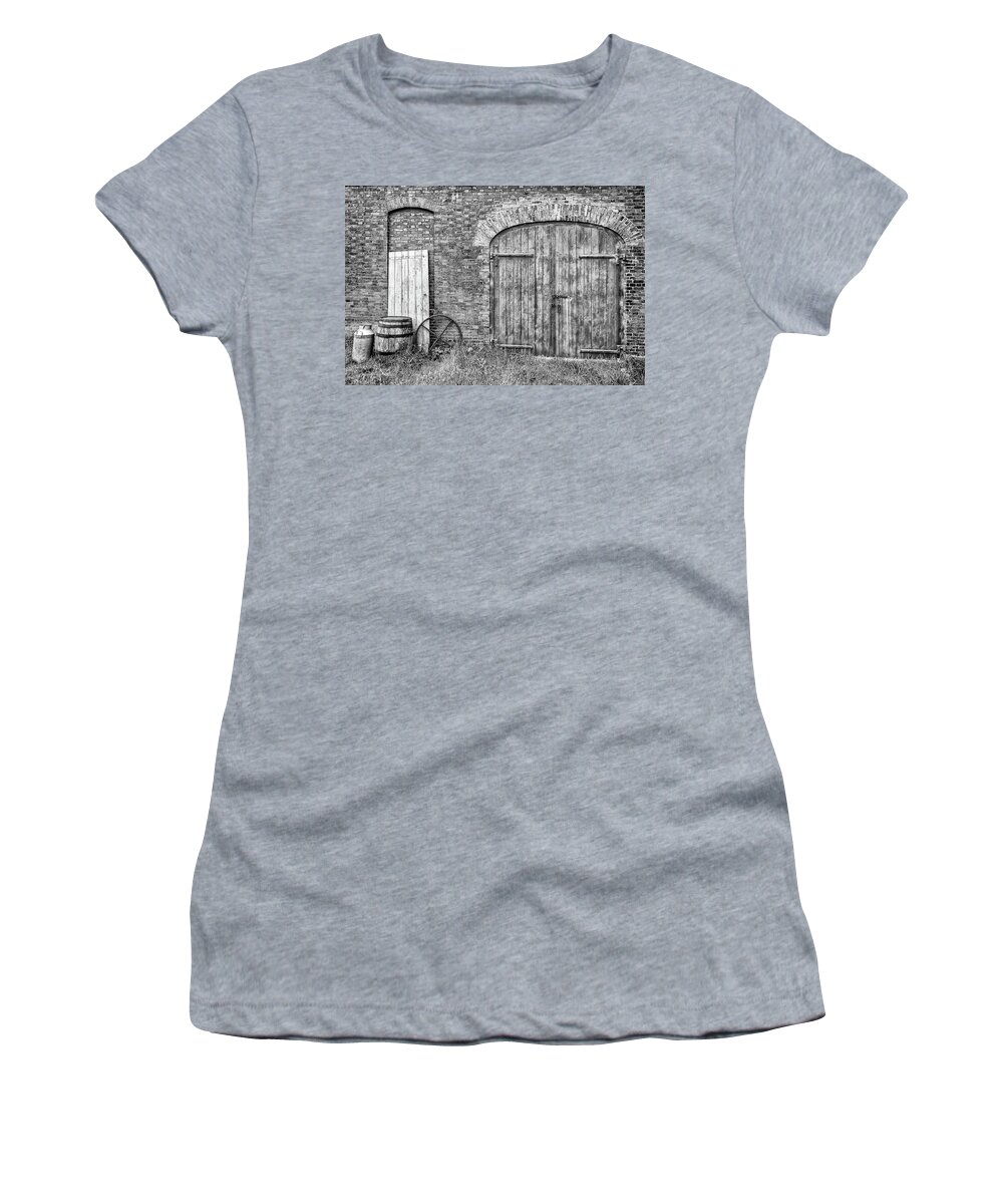 Calke Women's T-Shirt featuring the photograph Brewhouse Door by Nick Bywater
