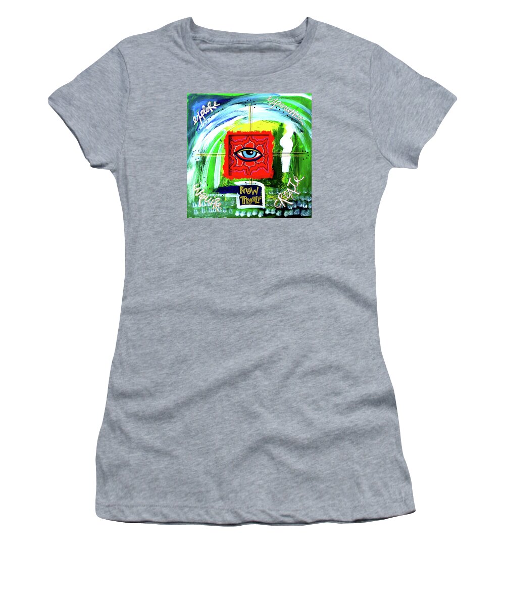Gallery Women's T-Shirt featuring the painting Bridge Over Wise by Dar Freeland