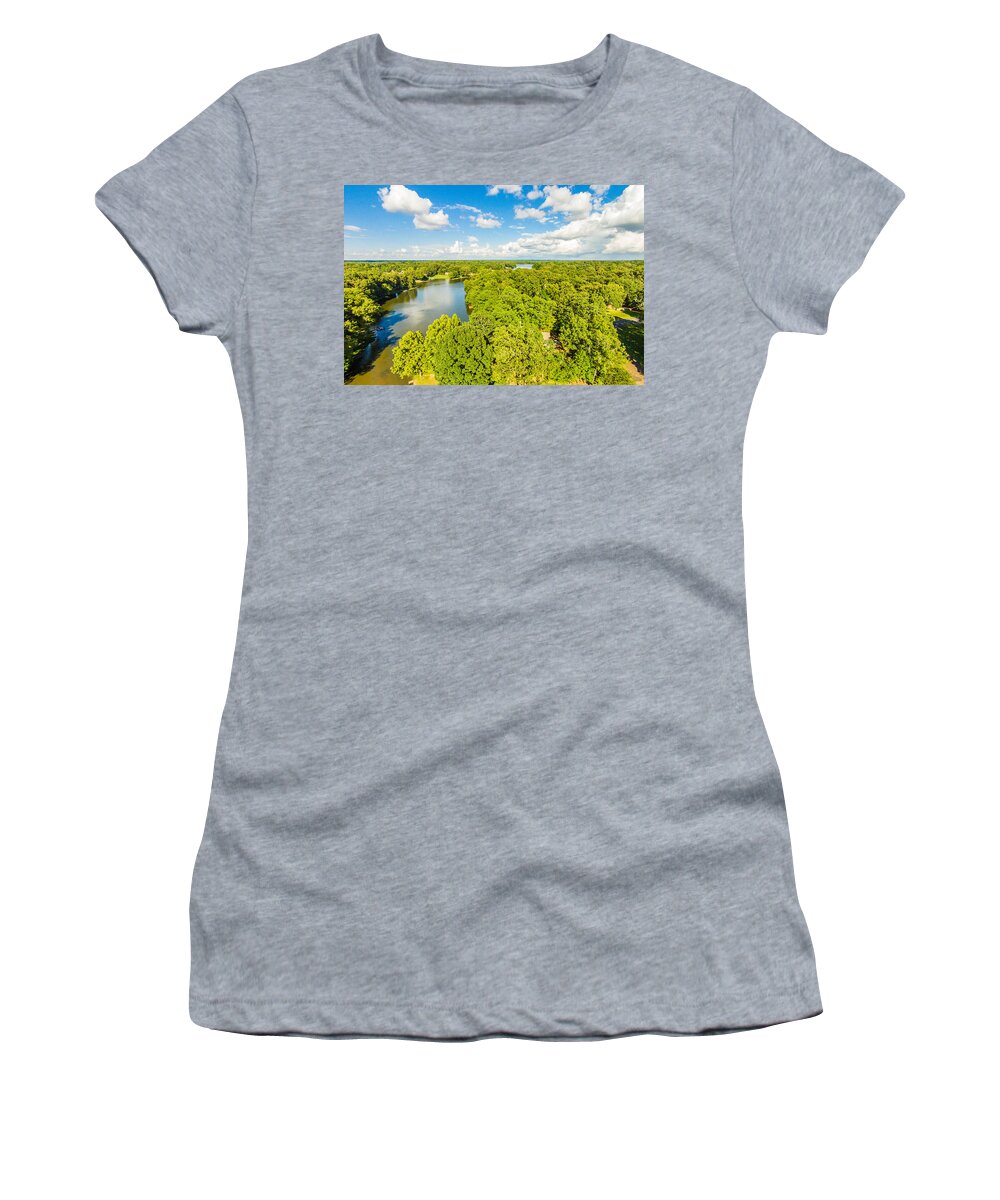 Aerial Women's T-Shirt featuring the photograph Bridgetown - Aerial 2 by Barry Jones