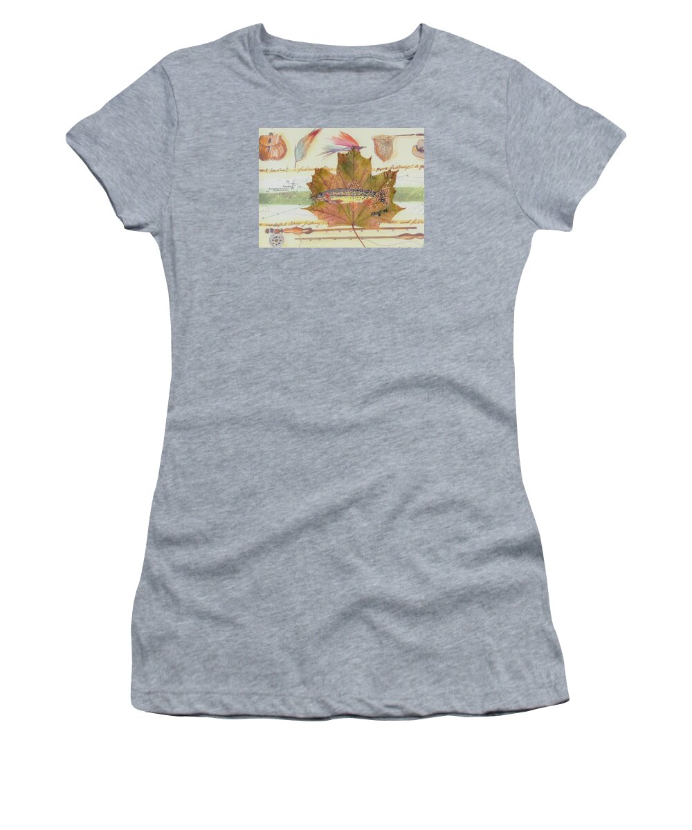 Fish Women's T-Shirt featuring the painting Brook Trout on Fly #2 by Ralph Root