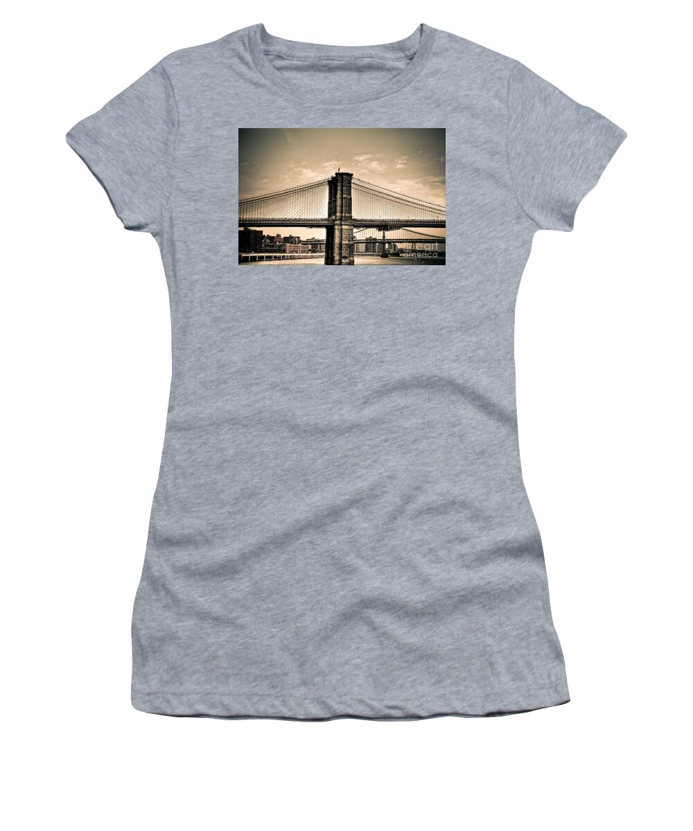 Brooklyn Bridge Women's T-Shirt featuring the photograph Brooklyn Bridge New York by Kelly Wade