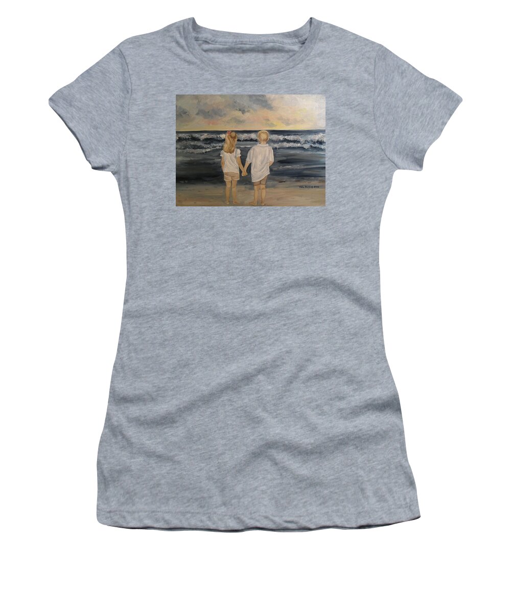 Ocean Women's T-Shirt featuring the painting Brother and Sister by Julie Brugh Riffey
