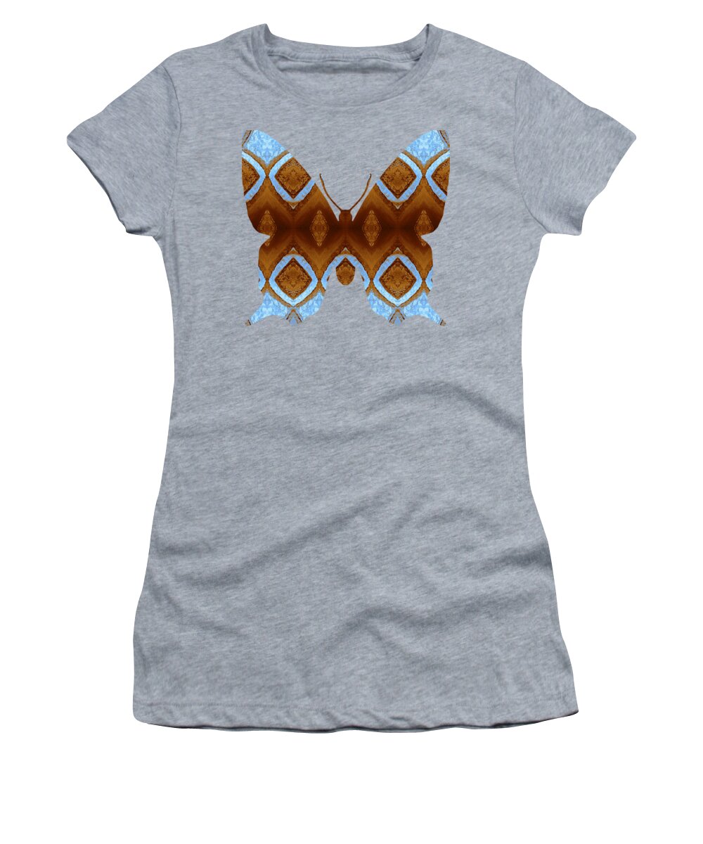 Blue Women's T-Shirt featuring the digital art Brown And Blue Butterfly by Rachel Hannah