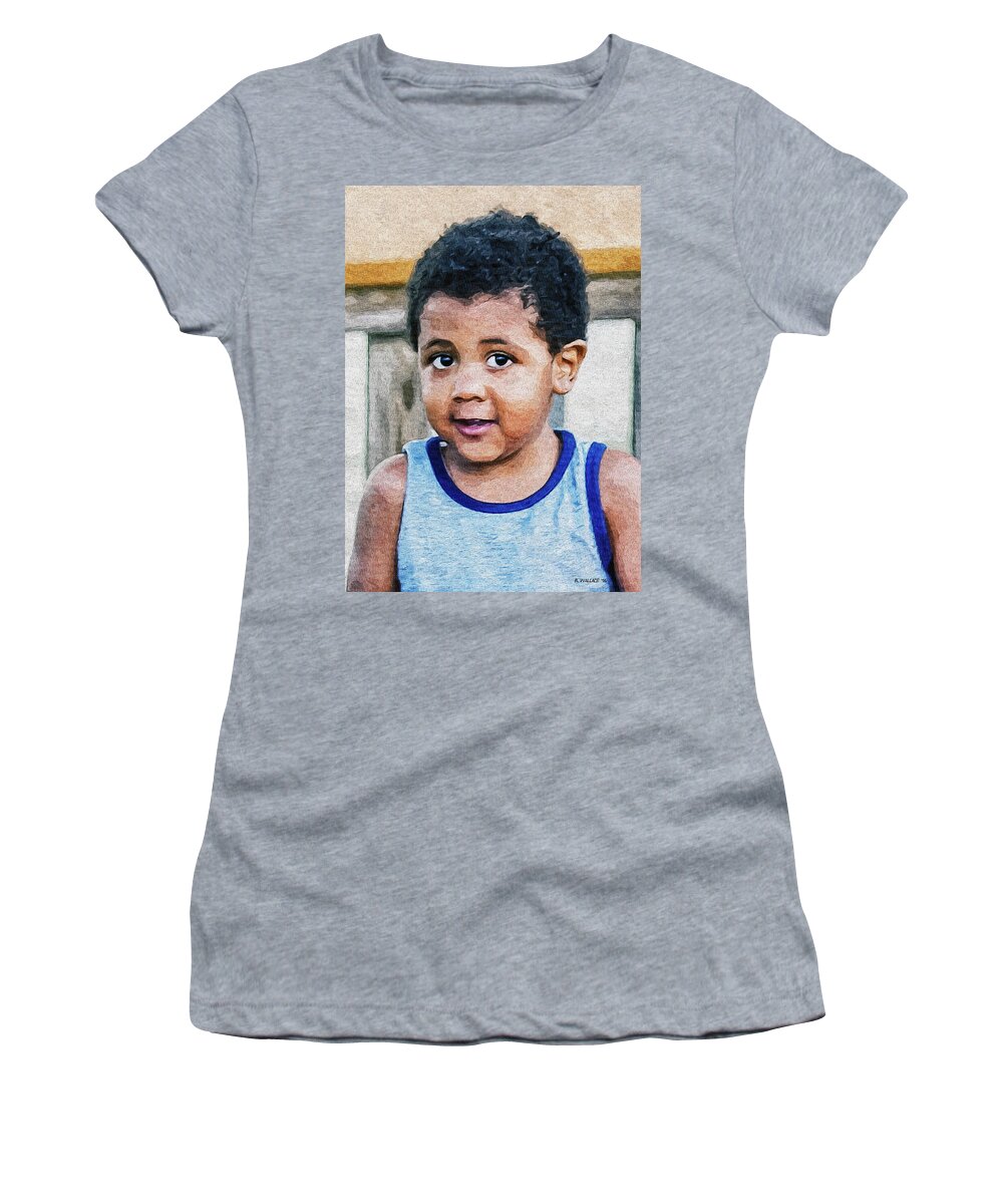 2d Women's T-Shirt featuring the photograph Brown Child - Paint FX by Brian Wallace
