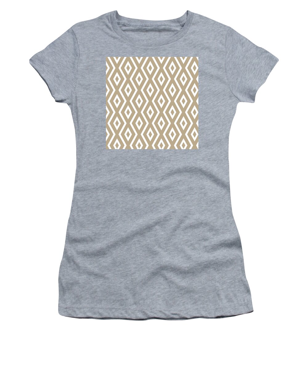 Beige Women's T-Shirt featuring the mixed media Beige Diamond Pattern by Christina Rollo