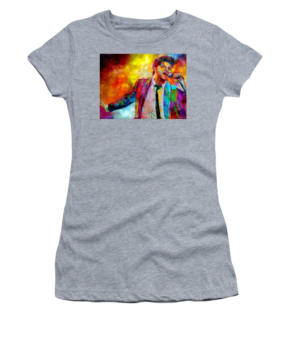 Bruno Mars. Oil Painting Women's T-Shirt featuring the painting Bruno Mars by Leland Castro