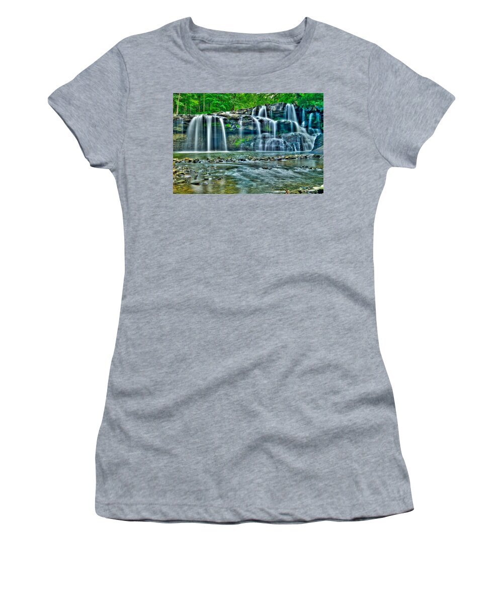 Bush Women's T-Shirt featuring the photograph Brush Creek Falls 3821 19 20 by Michael Peychich