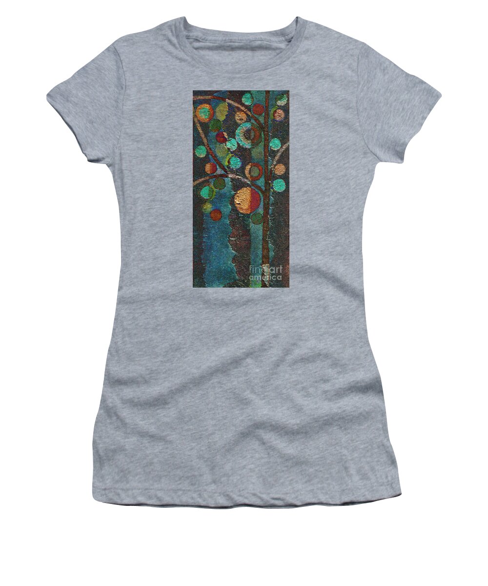 Tree Women's T-Shirt featuring the painting Bubble Tree - spc02bt05 - Left by Variance Collections