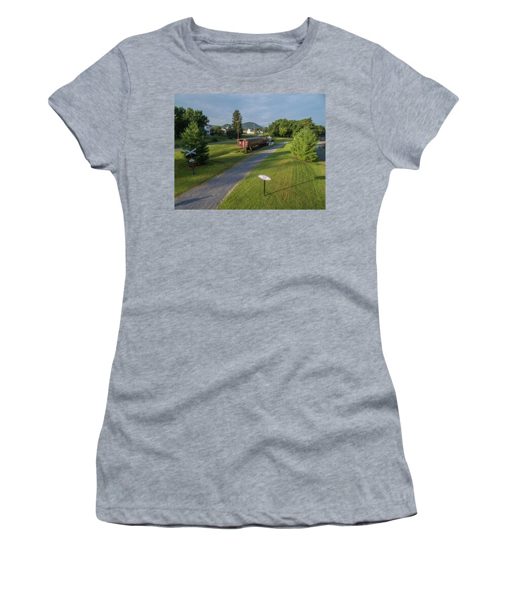 Buchanan Women's T-Shirt featuring the photograph Buchanan Railcar Inn by Star City SkyCams