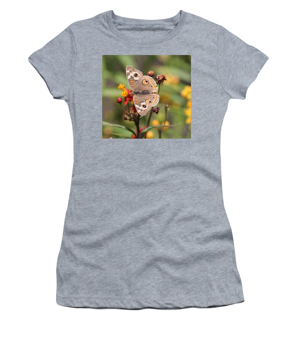 Butterfly Women's T-Shirt featuring the photograph Buckeye Butterfly by Liz Vernand