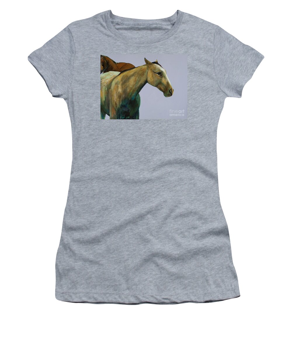 Equine Art Women's T-Shirt featuring the painting Buckskin by Frances Marino