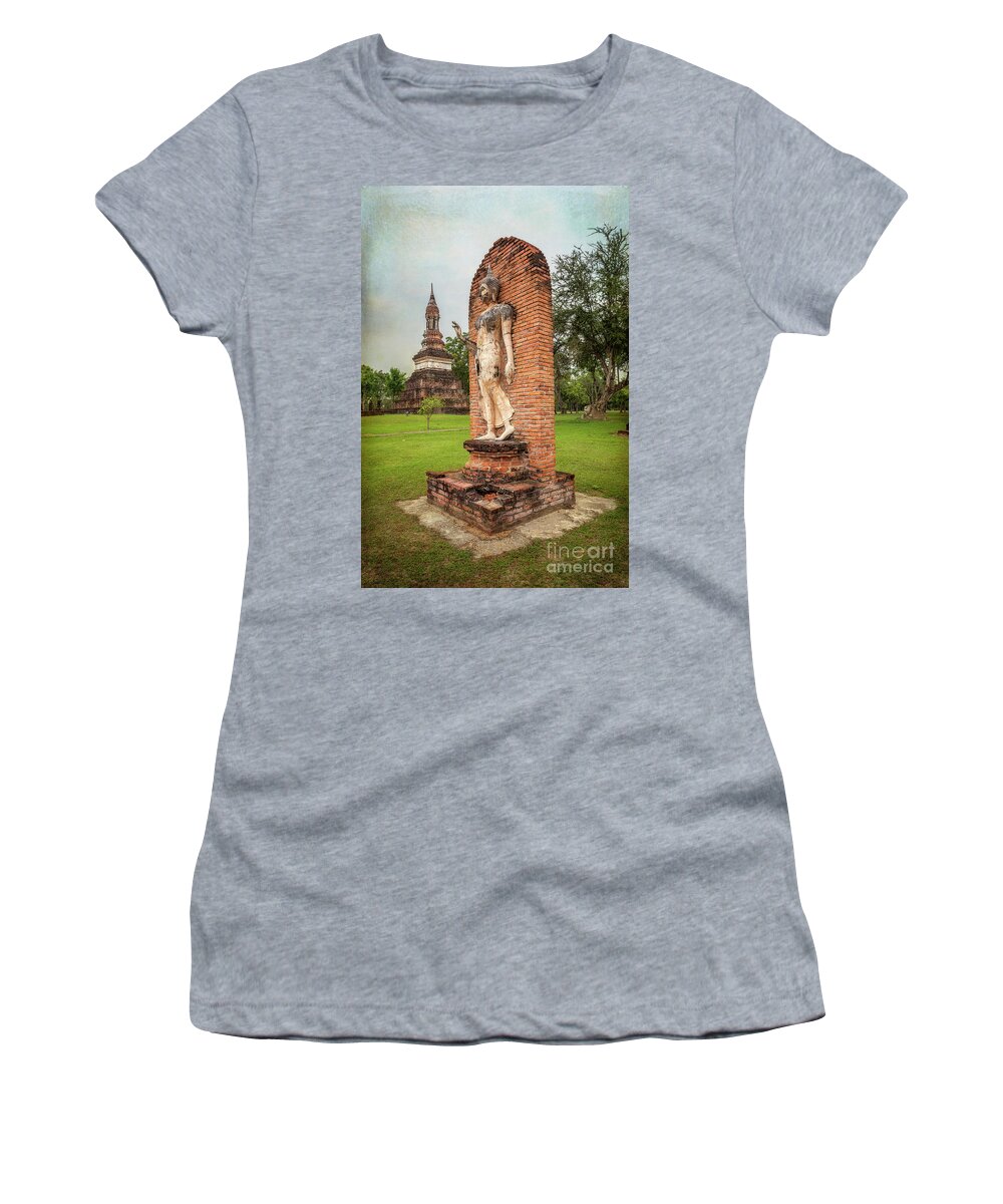 Buddha Women's T-Shirt featuring the photograph Buddha Statue Sukhothai by Adrian Evans