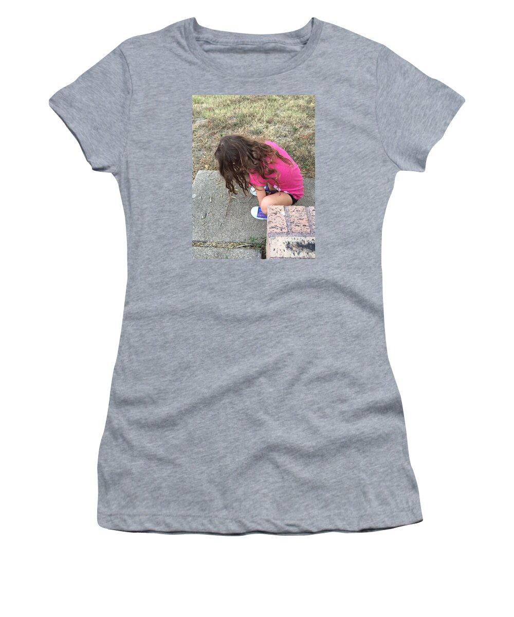  Women's T-Shirt featuring the photograph Bug Looking by Rebecca Lucius
