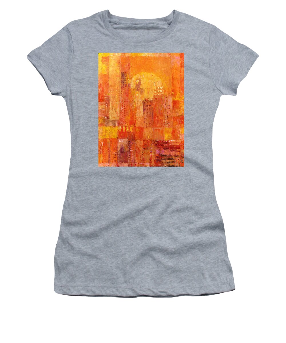 Abstract Women's T-Shirt featuring the painting Built On Orange by Judith Barath