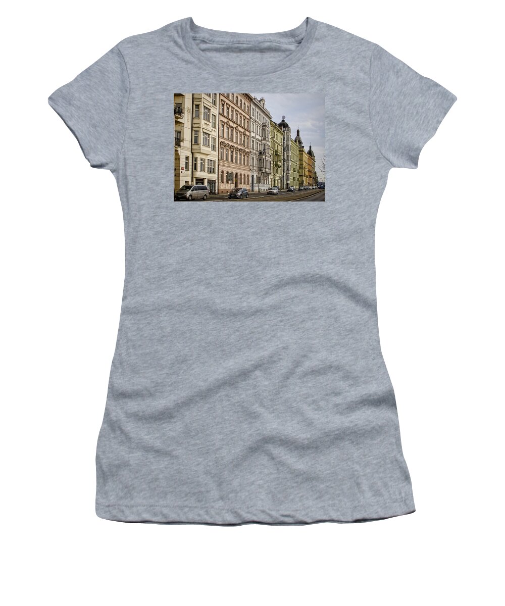 Prague Women's T-Shirt featuring the photograph Buildings Along the Vltava by Heather Applegate