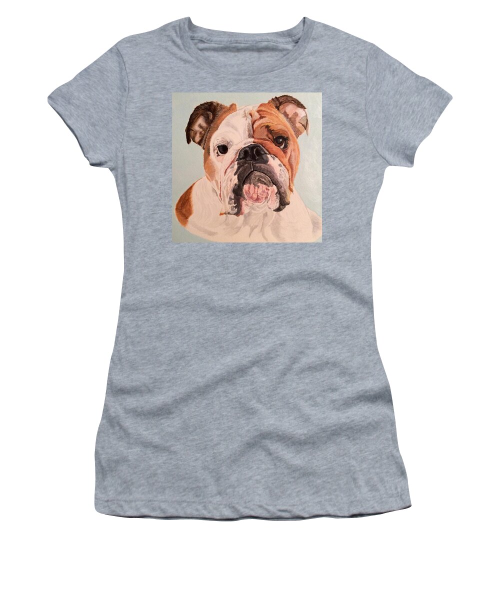 Bulldog Women's T-Shirt featuring the painting Bulldog Beauty by Sonja Jones