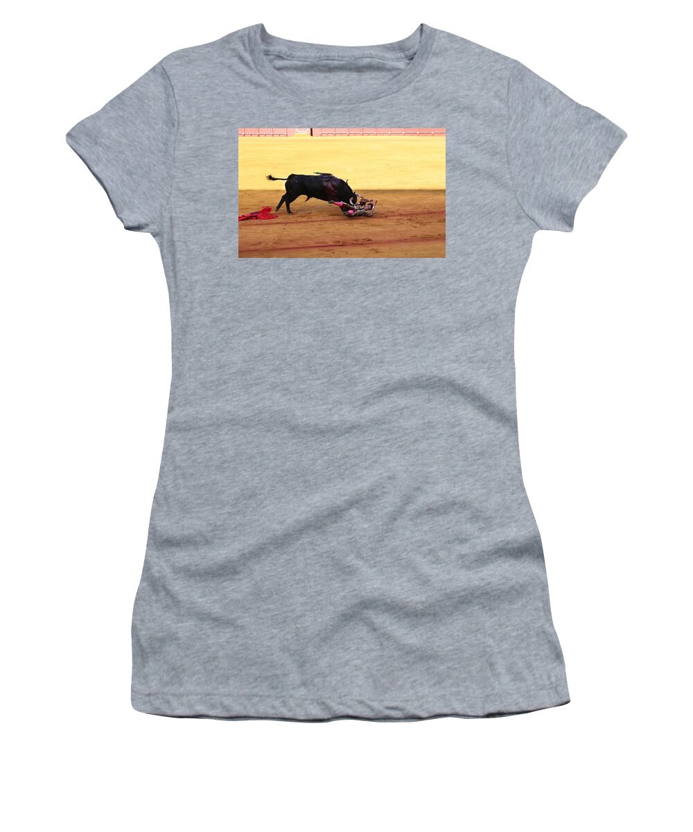 Bullfighting Women's T-Shirt featuring the photograph Bullfighting 27 by Andrew Fare