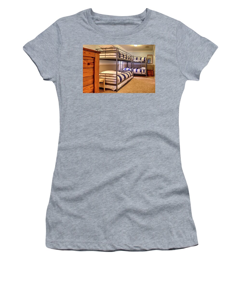 Bunkhouse Women's T-Shirt featuring the photograph Bunkhouse bedroom by Jeff Kurtz