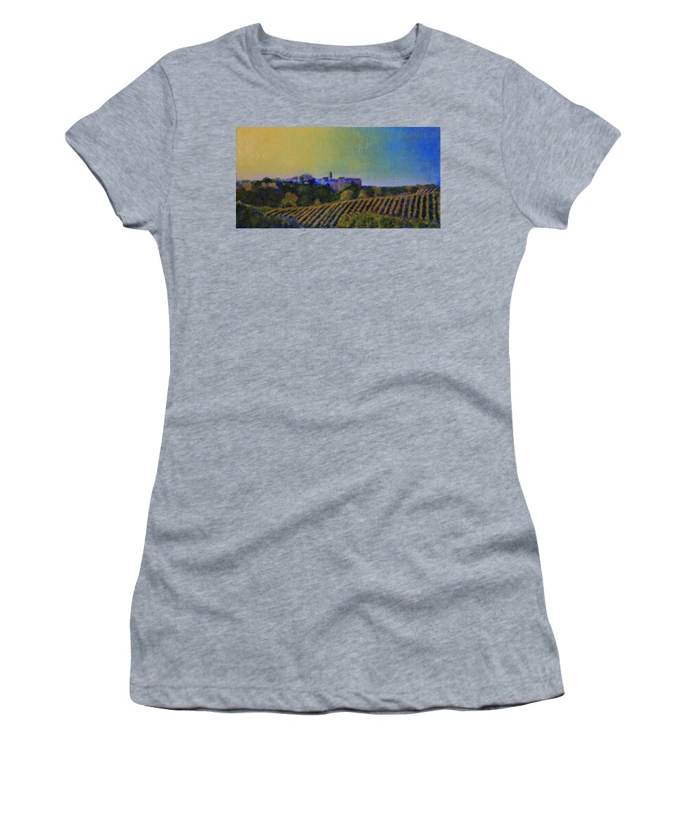 Italian Landscape Women's T-Shirt featuring the painting Buona Notte by David Zimmerman