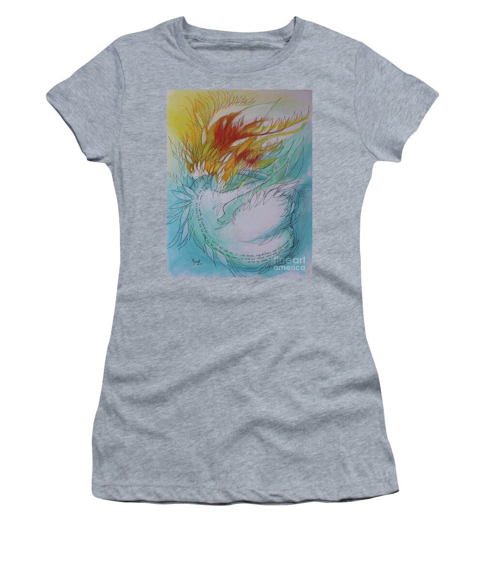 Northernlights Women's T-Shirt featuring the drawing Burning Thoughts by Marat Essex