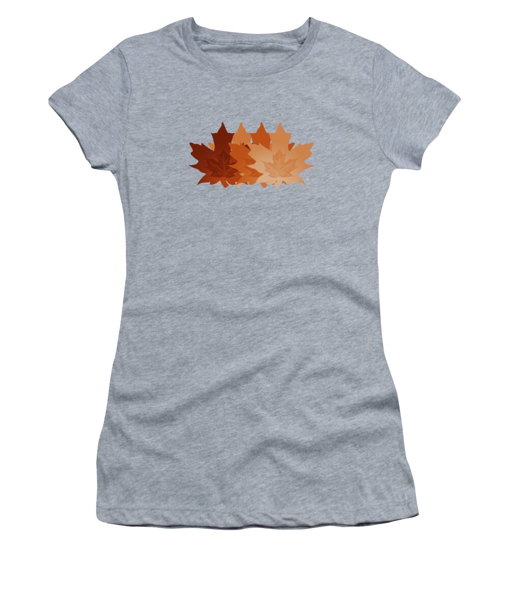 Burnt Sienna Autumn Leaves Women's T-Shirt featuring the digital art Burnt Sienna Autumn Leaves by Two Hivelys